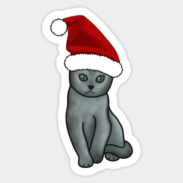 Russian Blue Cat Christmas Sticker by Kelly Louise Art